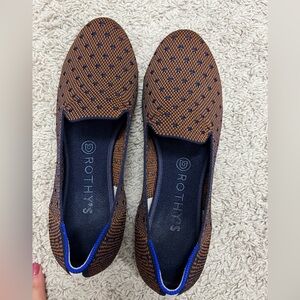 Rothy’s loafers brown navy dot size 10
